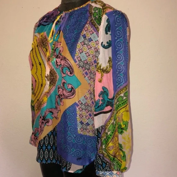 Hale Bob Silk Semi-Sheer Blouse - Picture 3 of 8